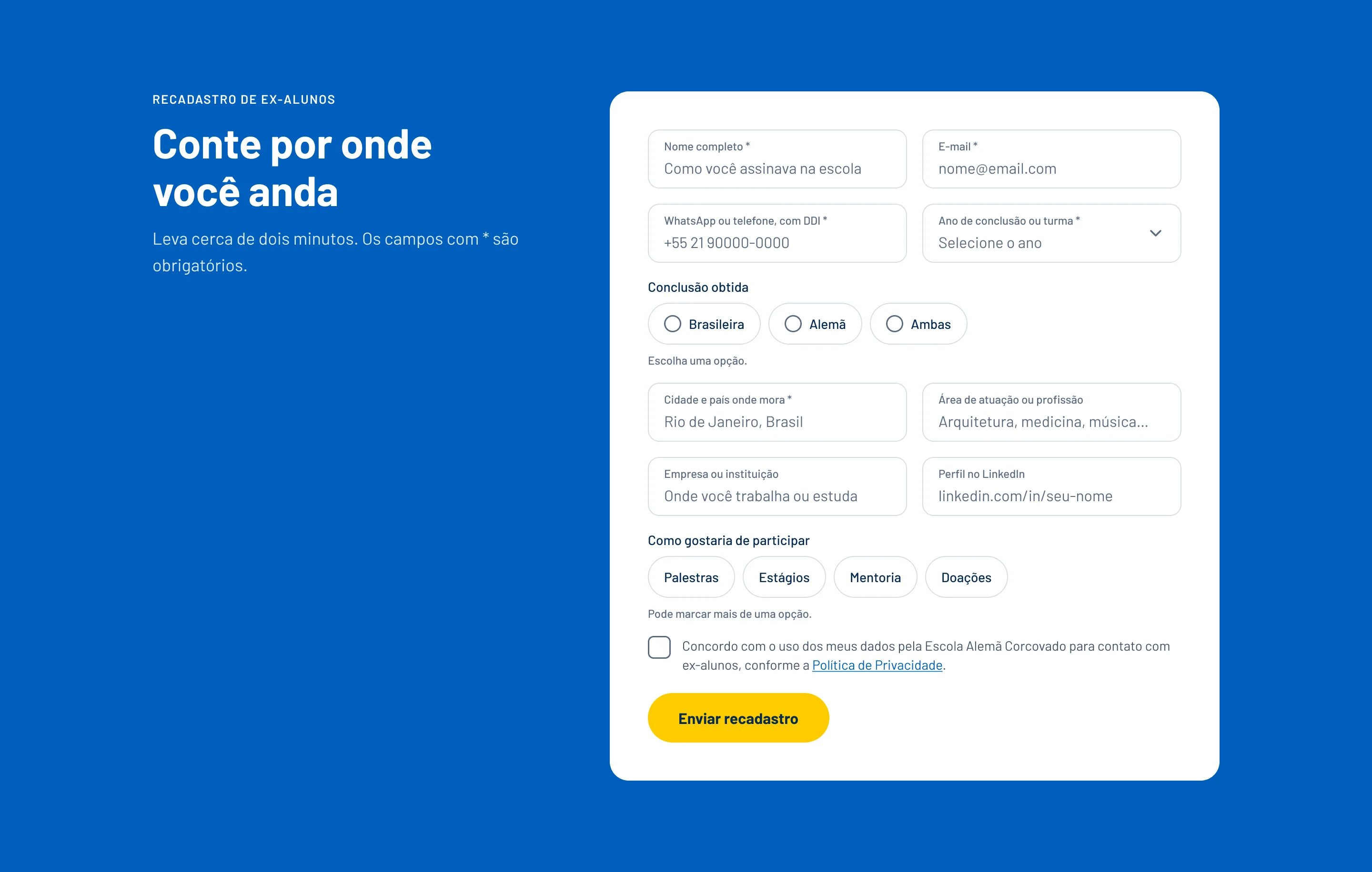 Formulário de recadastro