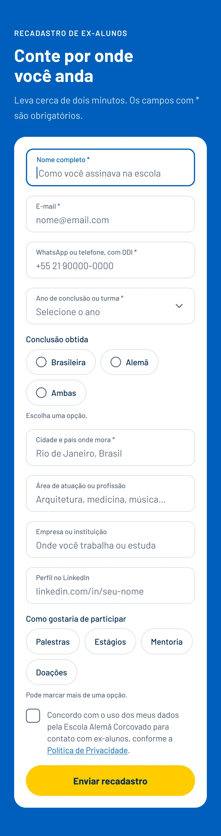Formulário: Foco
