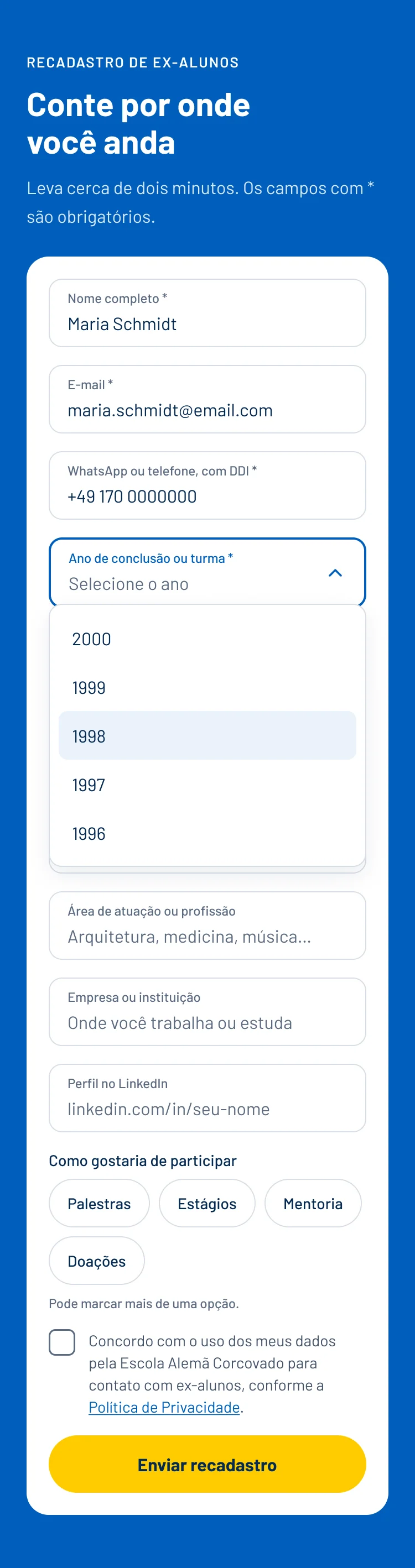 Formulário: Lista aberta