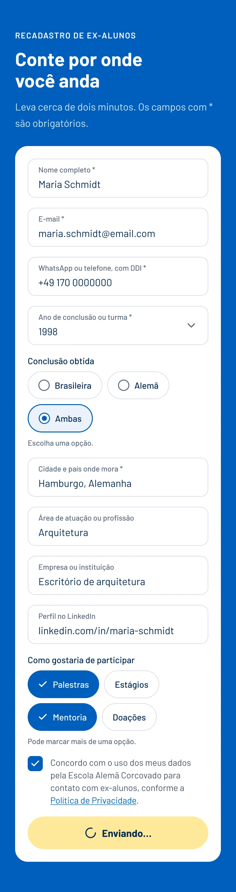 Formulário: Enviando