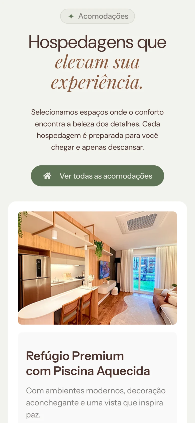 No celular: Acomodações